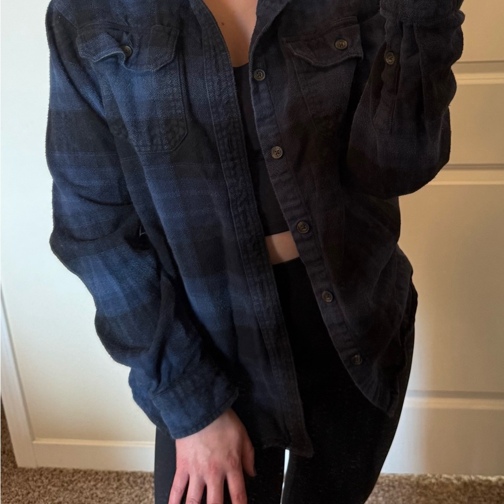 Dickies Blue and Black Plaid Button-Up Shirt